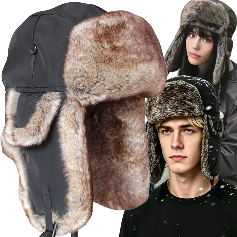 Trapper Hat Ear Flap - Warme wintertrapper-aviator-trooper-orenklepmuts voor heren, Russische waterdichte