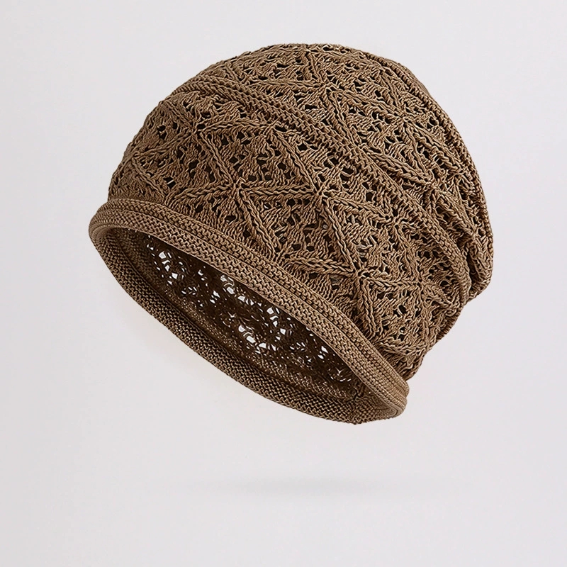 Beanie Cuffed Knit - Damesmutsen met omslag en uitsparingen, losvallend