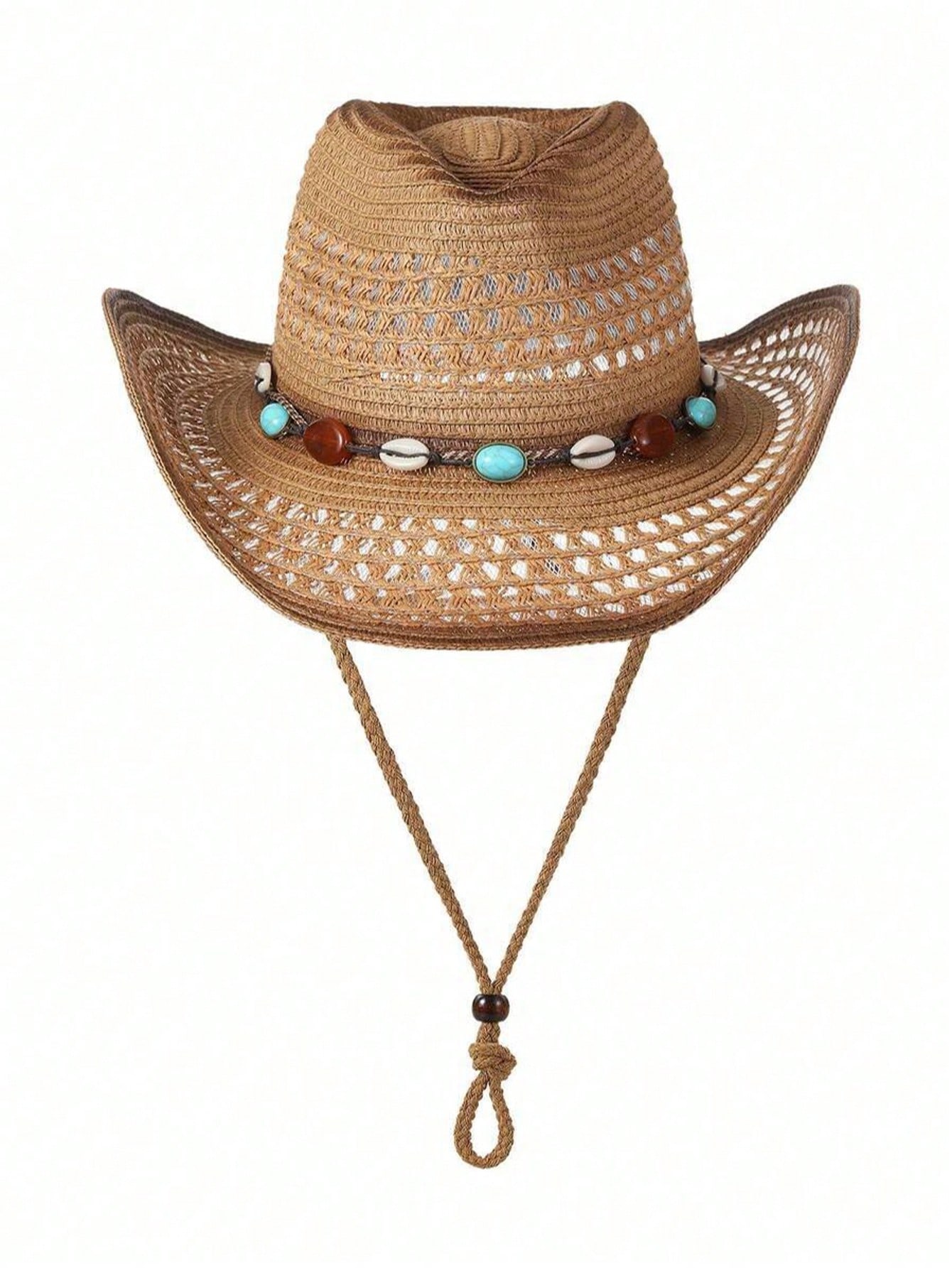 Cowboy Hat Straw - Unisex bruine holle strohoed, geschikt voor