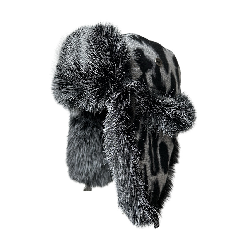 Trapper Hat Ear Flap - Damesmuts met luipaardprint van fleece, warme