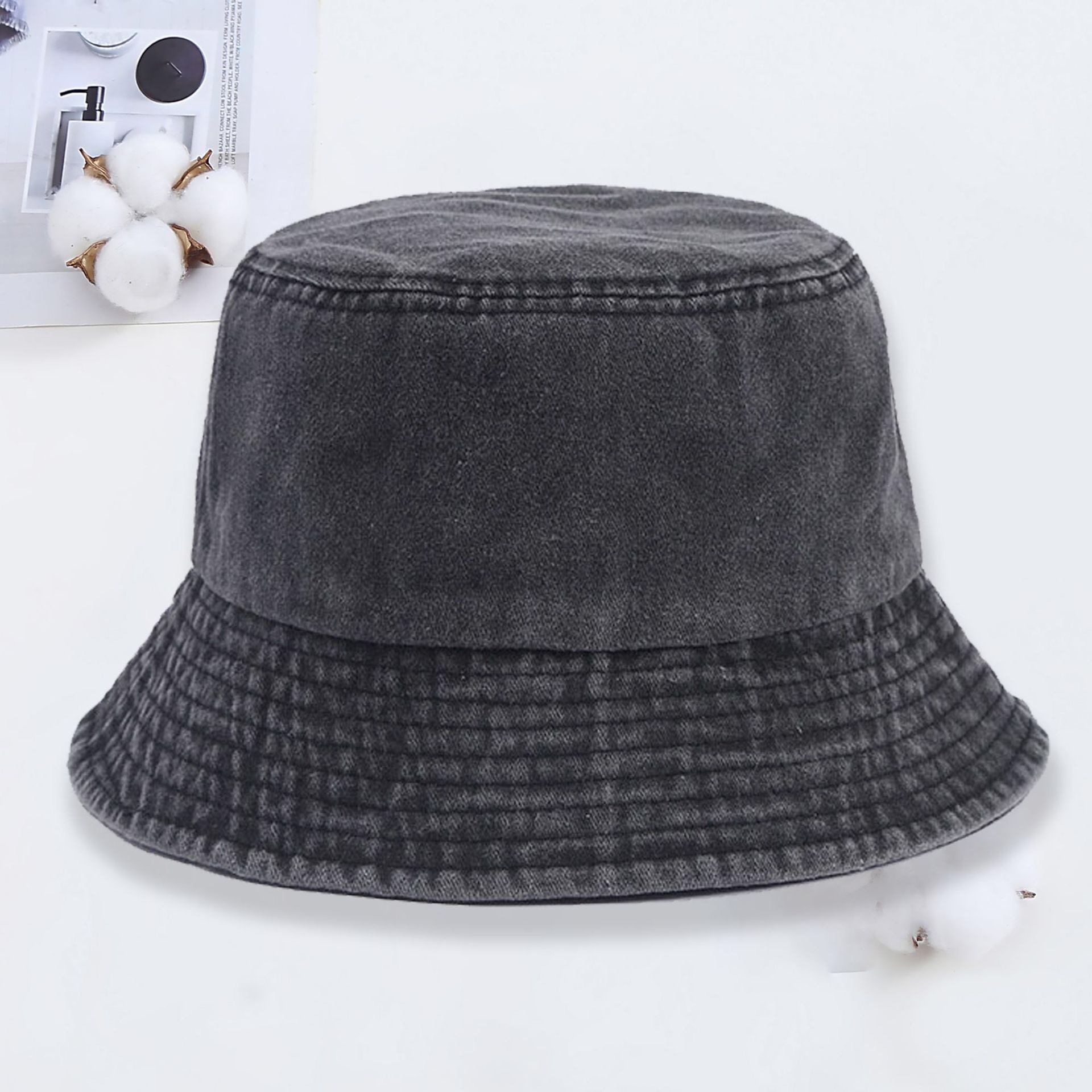Denim bucket hat met custom lo - Bucket Hat Cotton recensie en prijs